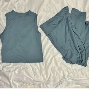 Blue crop top and maxi skirt set worn once !
